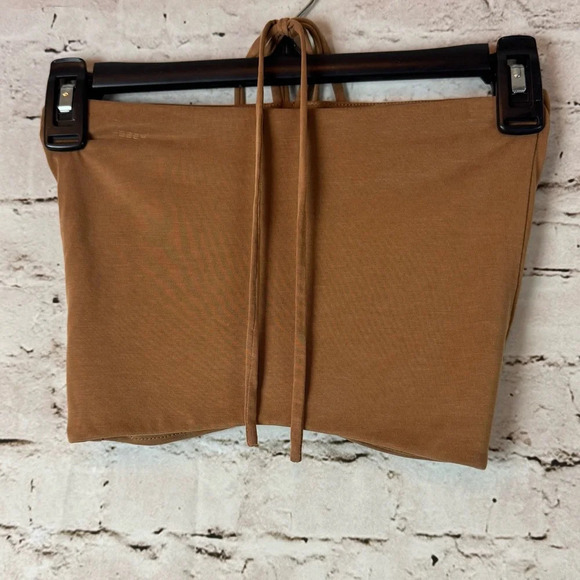 rag & bone New York Women's XS Christy Modal Halter Top Light Brown Tie Neck - Picture 7 of 8